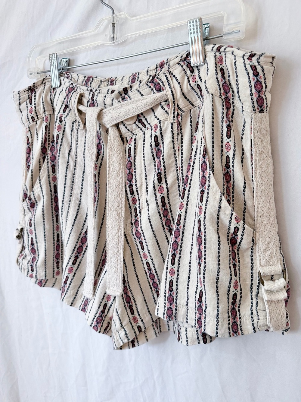 Pink Diamond Surf Shorts Ivory Lace Linen Blend Boho